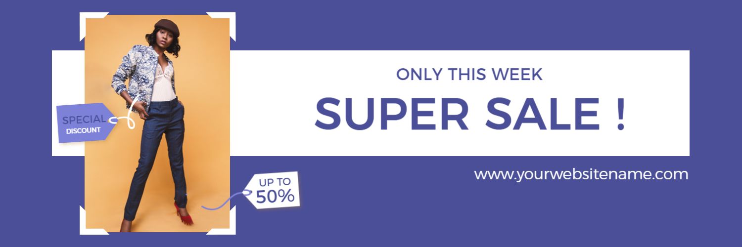 Bold Fashion Focus with Purple Background Sales Banner Template