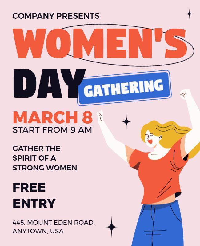 Bold Feminine Women's Day Gathering Celebration Poster Template