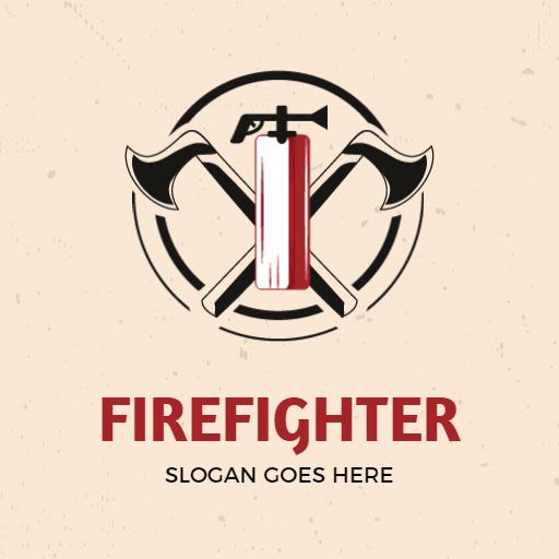 Bold Fire Extinguisher and Axes Representing Firefighter Logo Template
