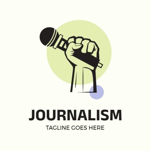 Bold Fist Holding a Microphone in Journalism Logo Template