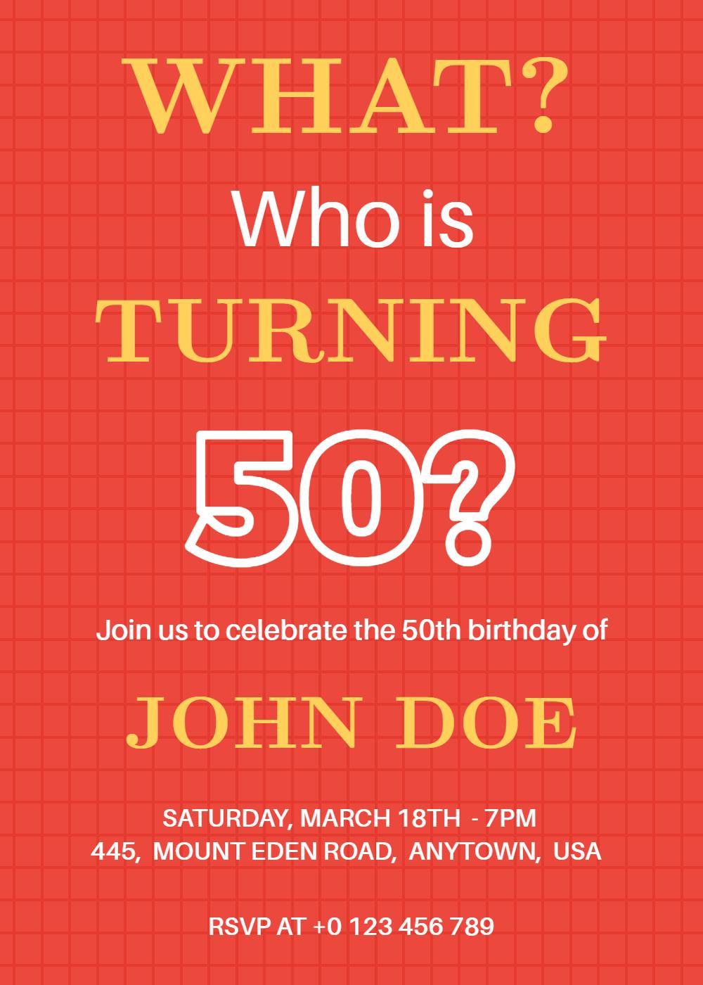 Bold Fun 50th Birthday Celebration Invitation Template