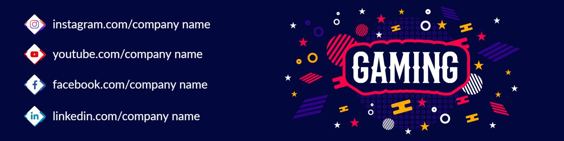 Bold Gaming Elements and Colorful Icons Social Media Twitch Banner Template