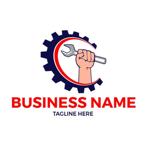 Bold Gear Design with Wrench Symbolizing Plumbing Services Logo Template