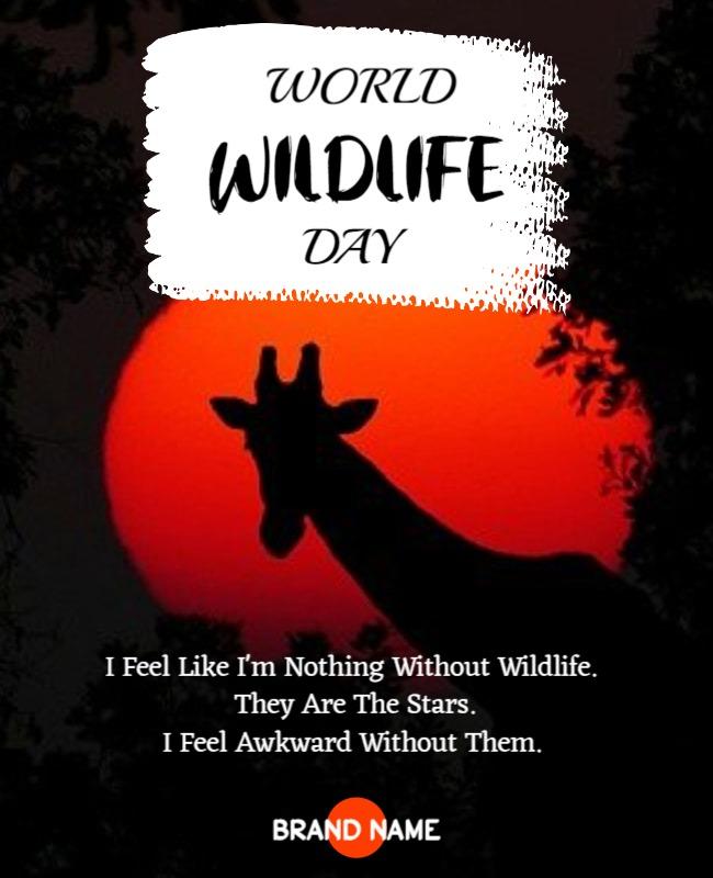 Bold Giraffe Silhouette for World Wildlife Day Poster Template