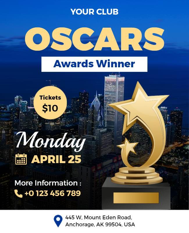Bold Golden Oscars Awards Ceremony Night Poster Template