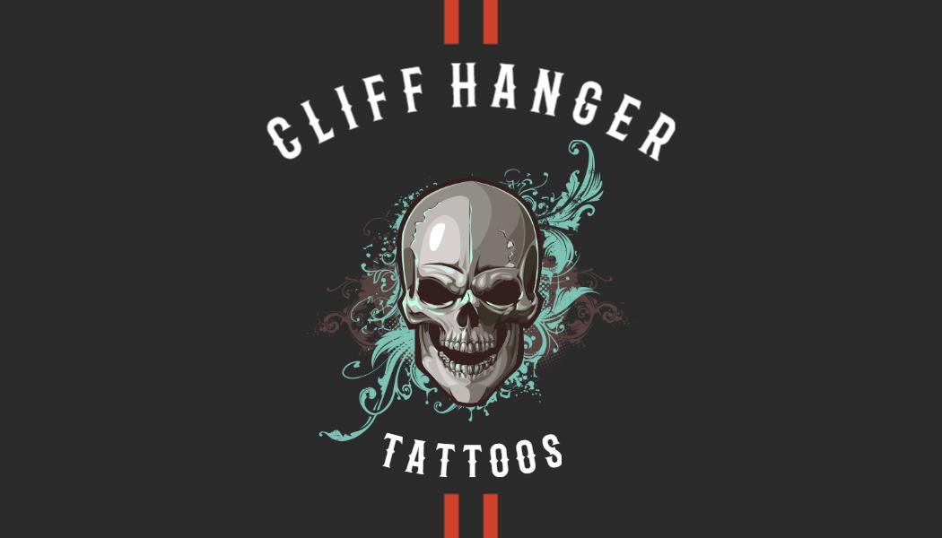 Bold Gothic Skull Artwork for Tattoo Studio Business Card Template