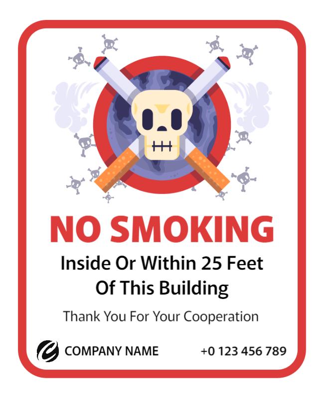Bold Graphic Warning No Smoking Building Enforced Poster Template