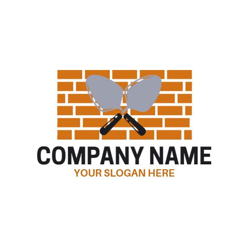 Bold Gray Trowels Against a Brick Background Construction Logo Template