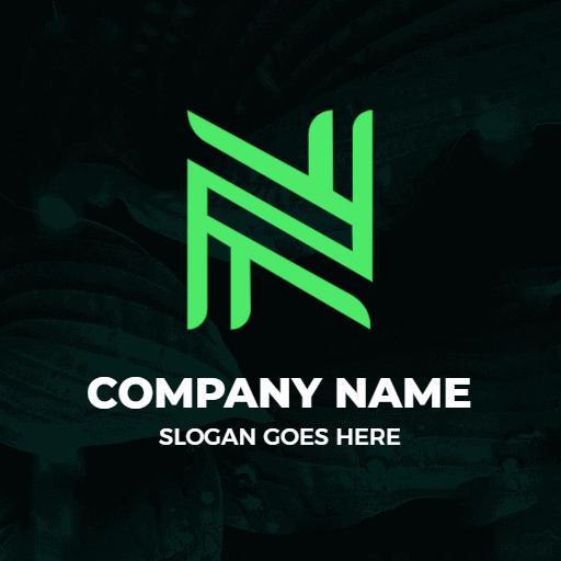 Bold Green and Black Abstract N Letter Design Logo Template