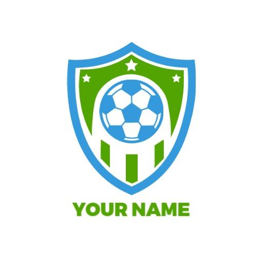 Bold Green and Blue Soccer Shield Design for Teams Logo Template