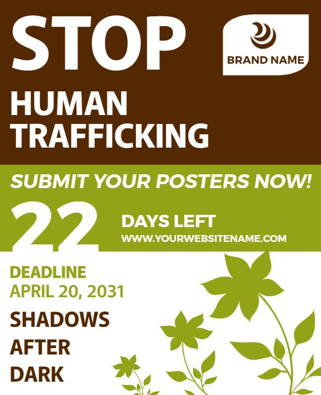 Bold Green Awareness Campaign Against Human Trafficking Poster Template