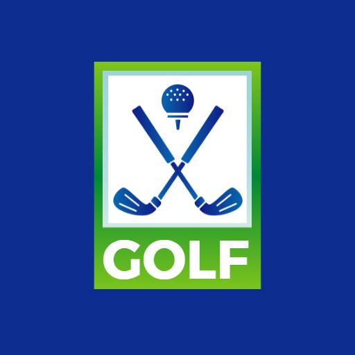 Bold Green Background Featuring Golf Clubs and Tee Logo Template