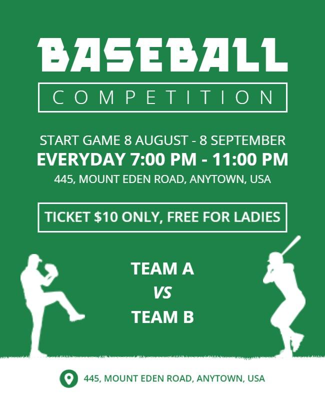 Bold Green Baseball Competition Event Poster Template