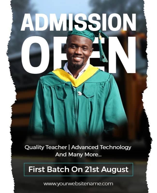 Bold Green Graduation Admission Open Announcement Poster Template