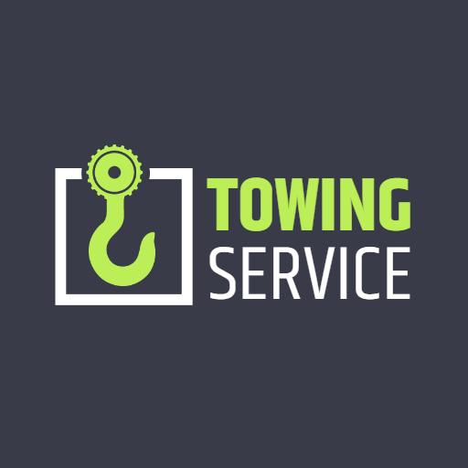 Bold Green Hook Design Representing Reliable Towing Service Logo Template