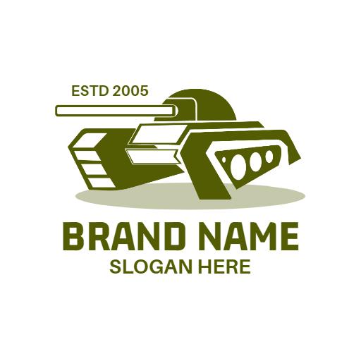 Bold Green Military Tank Design Showcasing Strength Logo Template