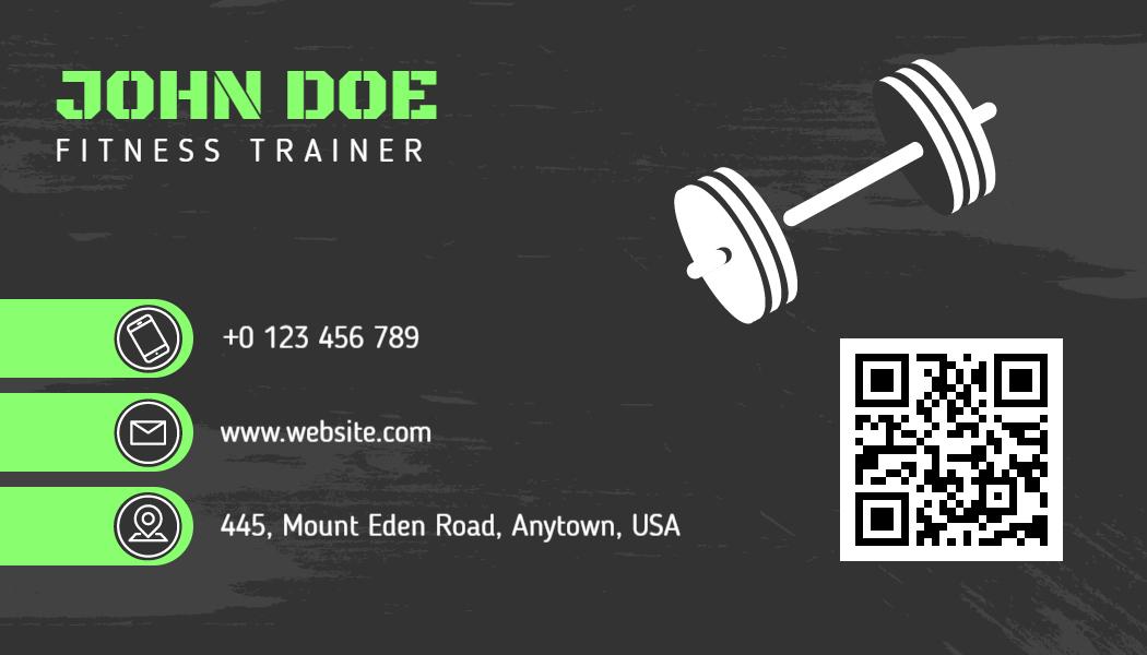 Bold Green Minimalist Fitness Trainer Business Card Template