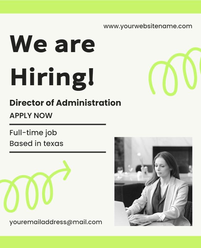 Bold Green Modern Job Hiring Announcement Poster Template