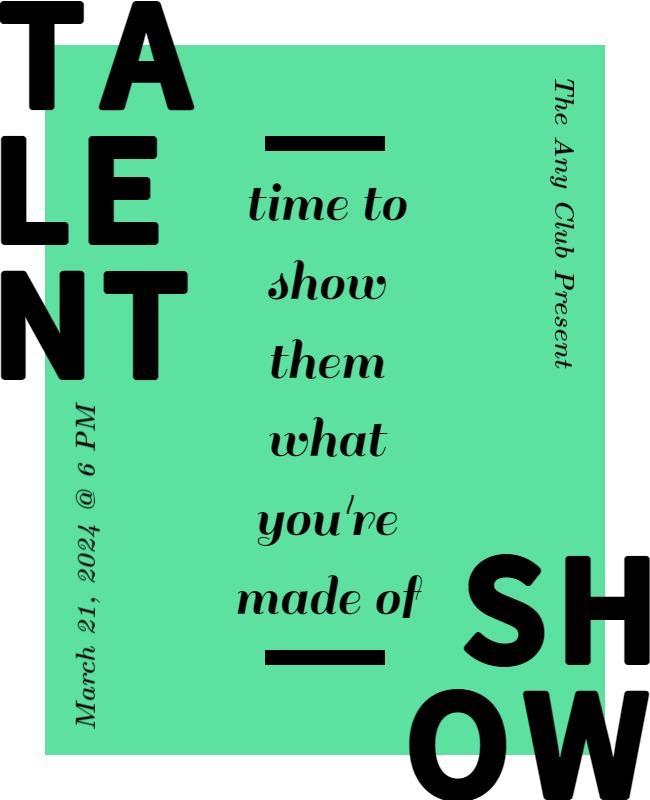 Bold Green Modern Talent Show Invitation Poster Template