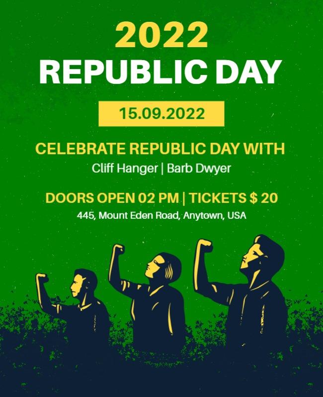 Bold Green Republic Day Celebration Event Poster Template