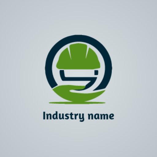 Bold Green Safety Helmet Symbolizing Industrial Services Logo Template