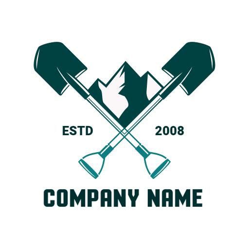 Bold Green Shovel and Mountain Design for Mining Logo Template