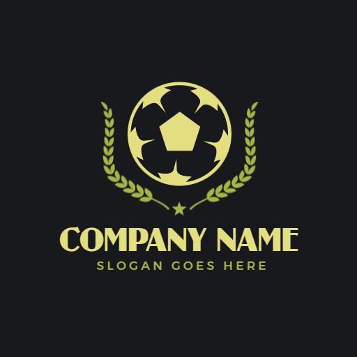 Bold Green Soccer Ball Surrounded by Laurel Leaves Logo Template
