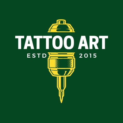 Bold Green Tattoo Art Featuring Vibrant Ink Details Logo Template