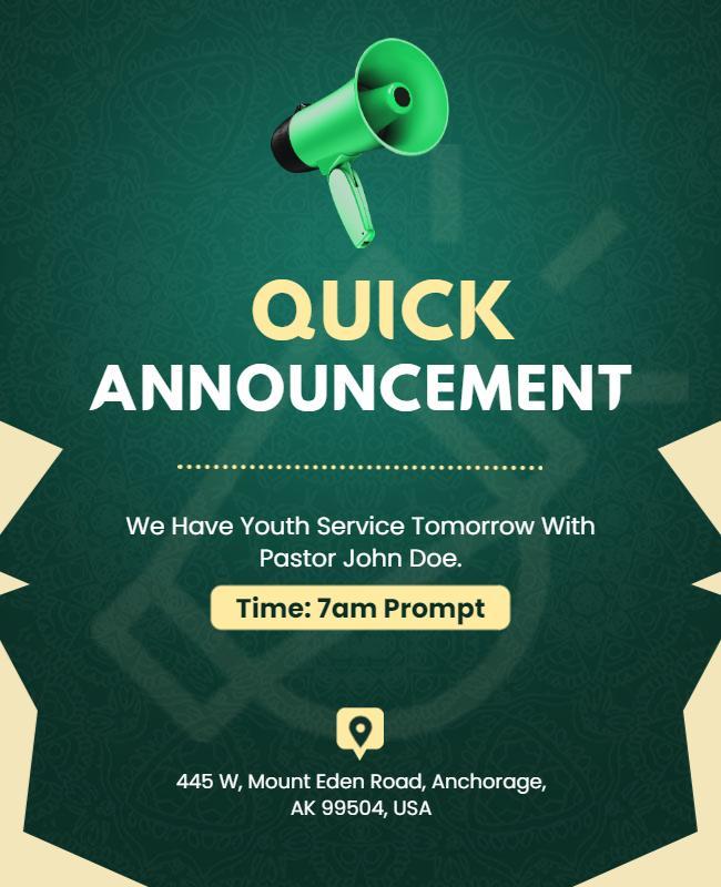 Bold Green Youth Service Announcement Poster Template
