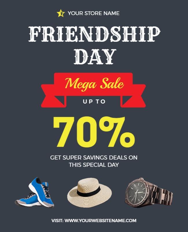 Bold Grey Friendship Day Mega Sale Flyer Template