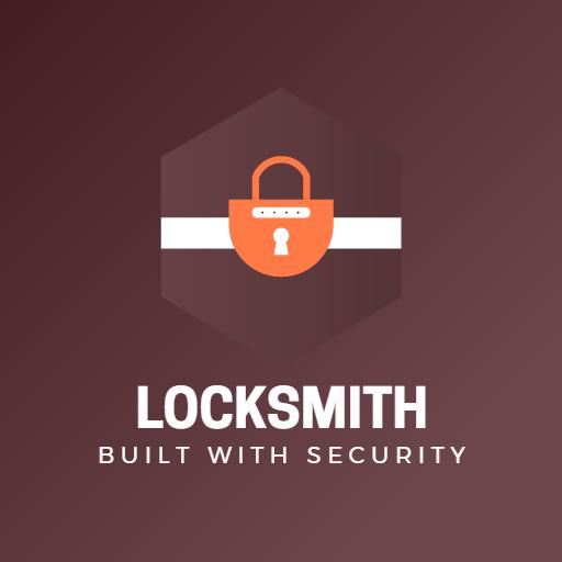 Bold Hexagonal Design with Orange Padlock Representing Locksmith Logo Template