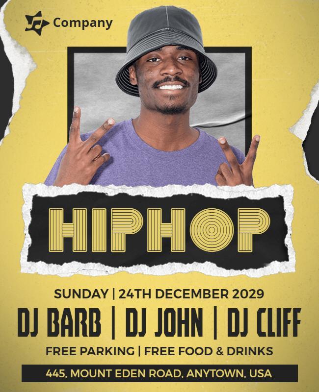 Bold Hip Hop Music Festival Celebration Flyer Template