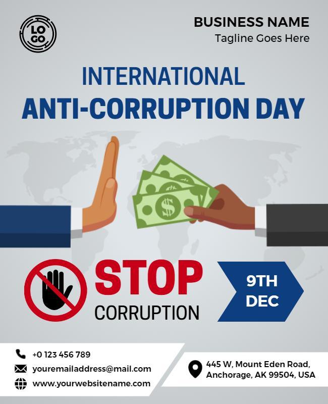 Bold Illustration for International Anti-Corruption Day Poster Template
