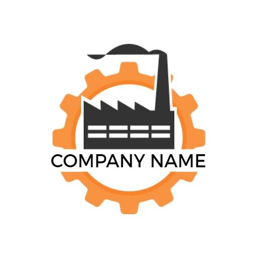 Bold Industrial Factory Design with Orange Gear Logo Template