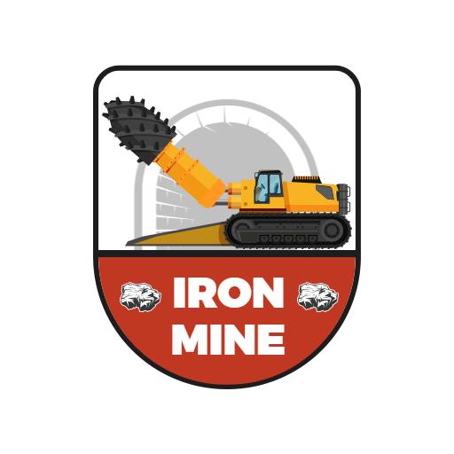 Bold Iron Mine Logo Featuring an Excavator in Action Logo Template