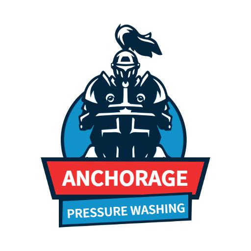 Bold Knight Mascot Representing Anchorage Pressure Washing Logo Template