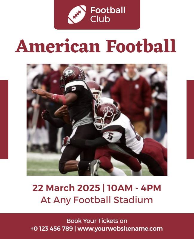 Bold Maroon American Football Championship Event Poster Template