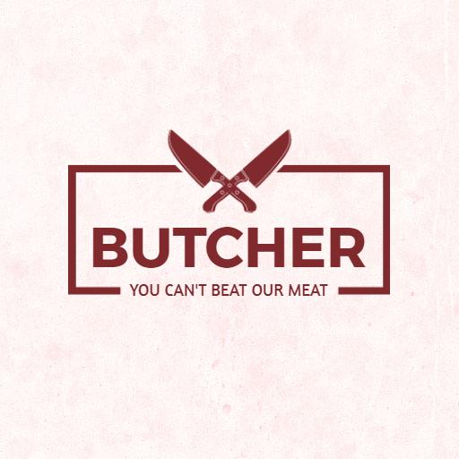 Bold Maroon Design with Knives Representing Butcher Services Logo Template