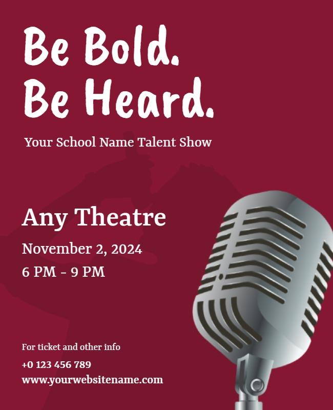 Bold Maroon Talent Show Announcement Flyer Template