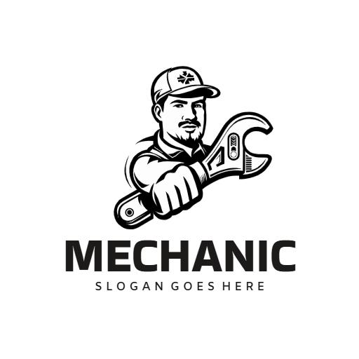 Bold Mechanic Holding Wrench for Reliable Automotive Service Logo Template
