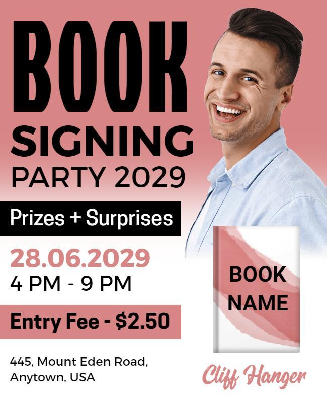 Bold Modern Book Signing Event with Prizes Flyer Template