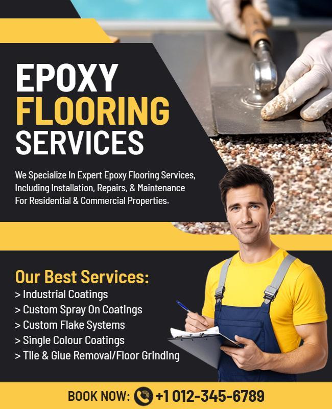 Bold Modern Epoxy Flooring Services Advertisement Poster Template