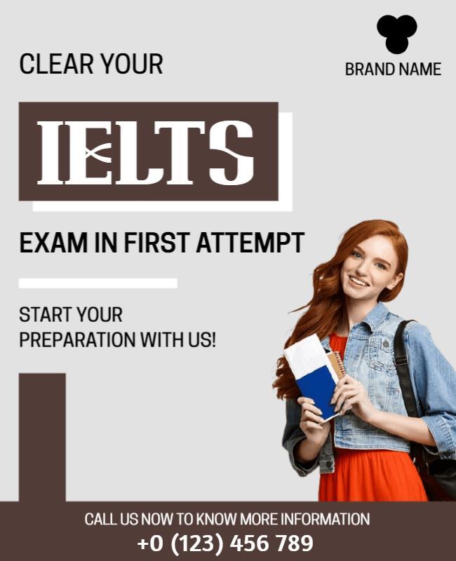 Bold Modern IELTS Exam Preparation Success Flyer Template