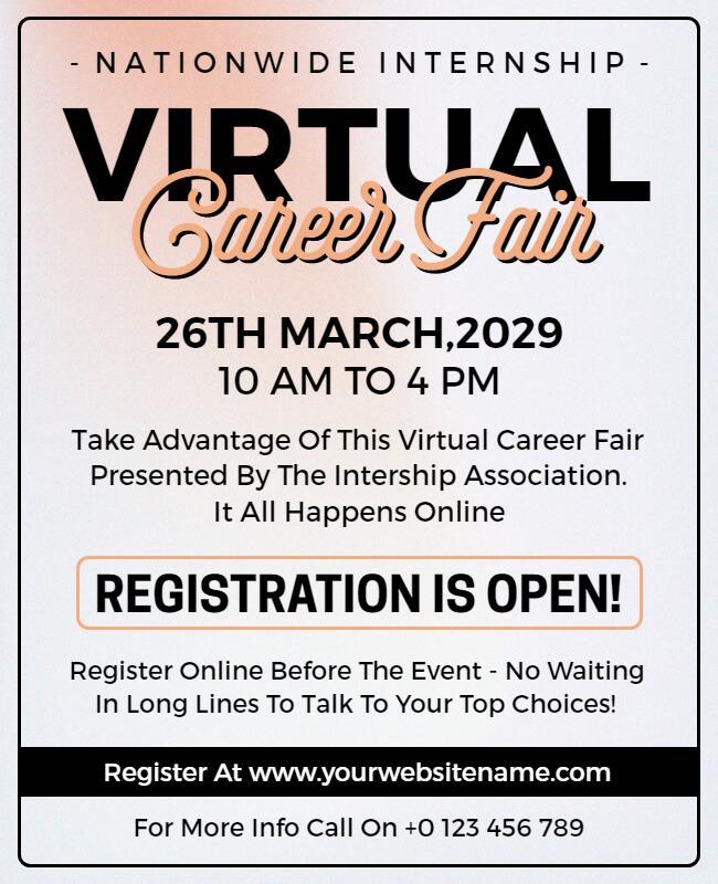 Bold Modern Virtual Career Fair Registration Flyer Template