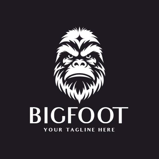 Bold Monochrome Bigfoot Design Representing Legendary Creatures Logo Template
