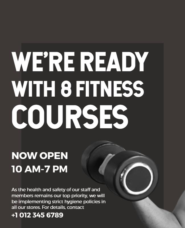 Bold Monochrome Fitness Classes Announcement Poster Template