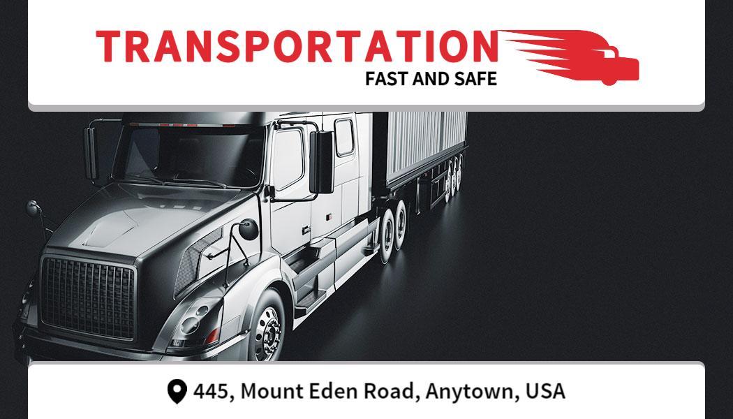Bold Monochrome Trucking Service Transportation Business Card Template