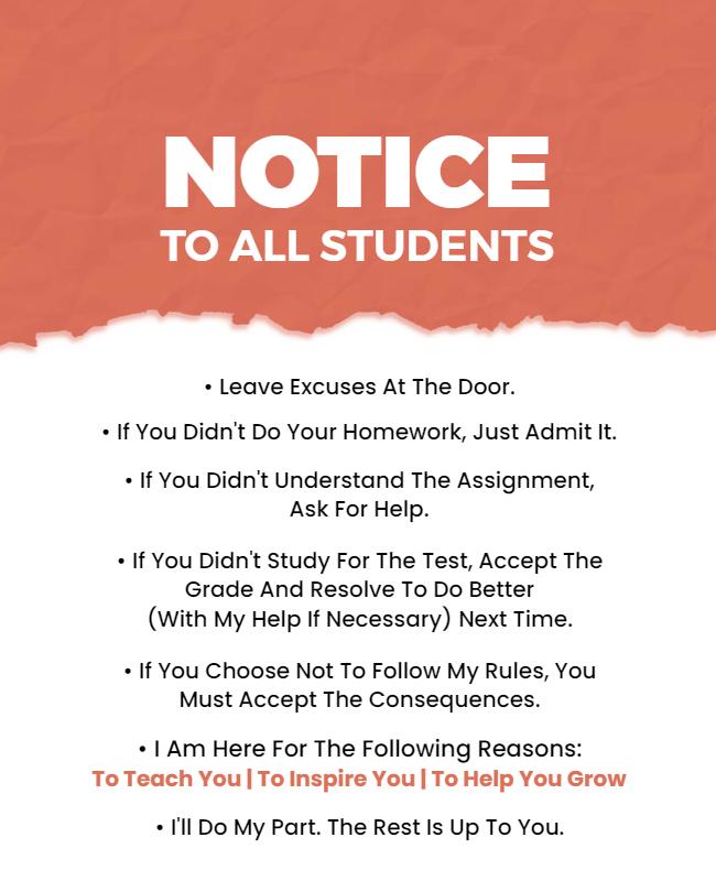 Bold Motivational Education Notice for Students Poster Template
