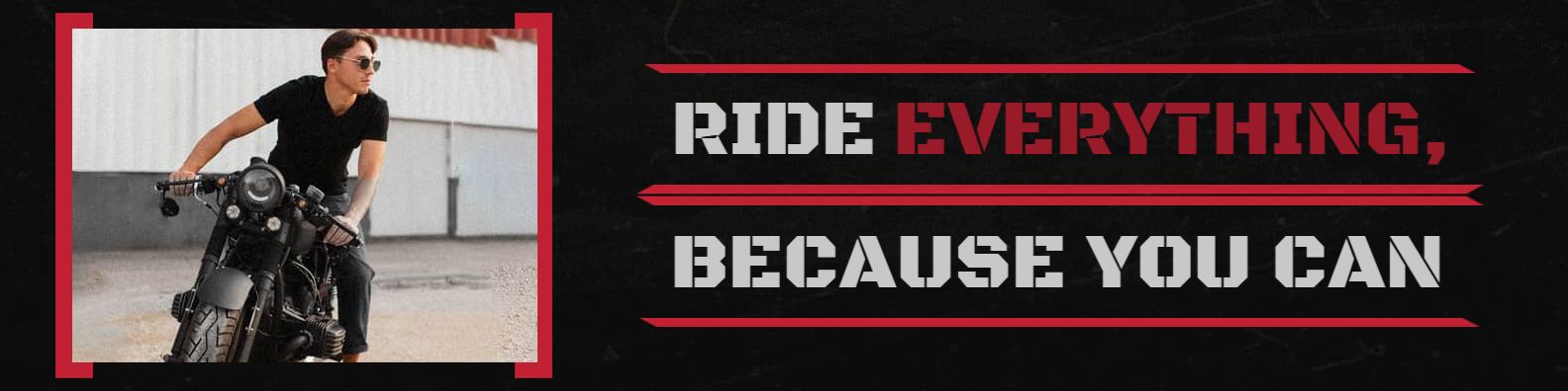 Bold Motorcycle Enthusiast Statement in Black and Red LinkedIn Banner Template