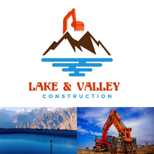 Bold Mountain and Water Landscape for Construction Logo Template